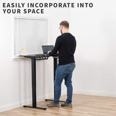 Ergonomic desk that can be easily incorporated into a variety of spaces to make it your own.