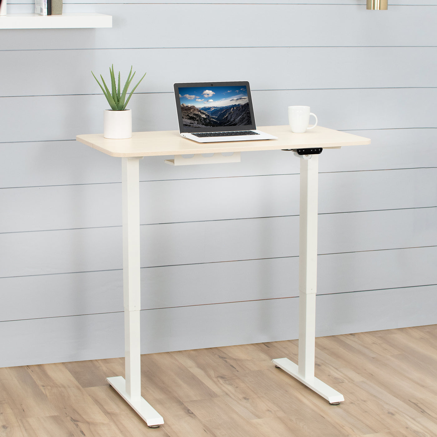Light Wood Electric Height Adjustable Desk