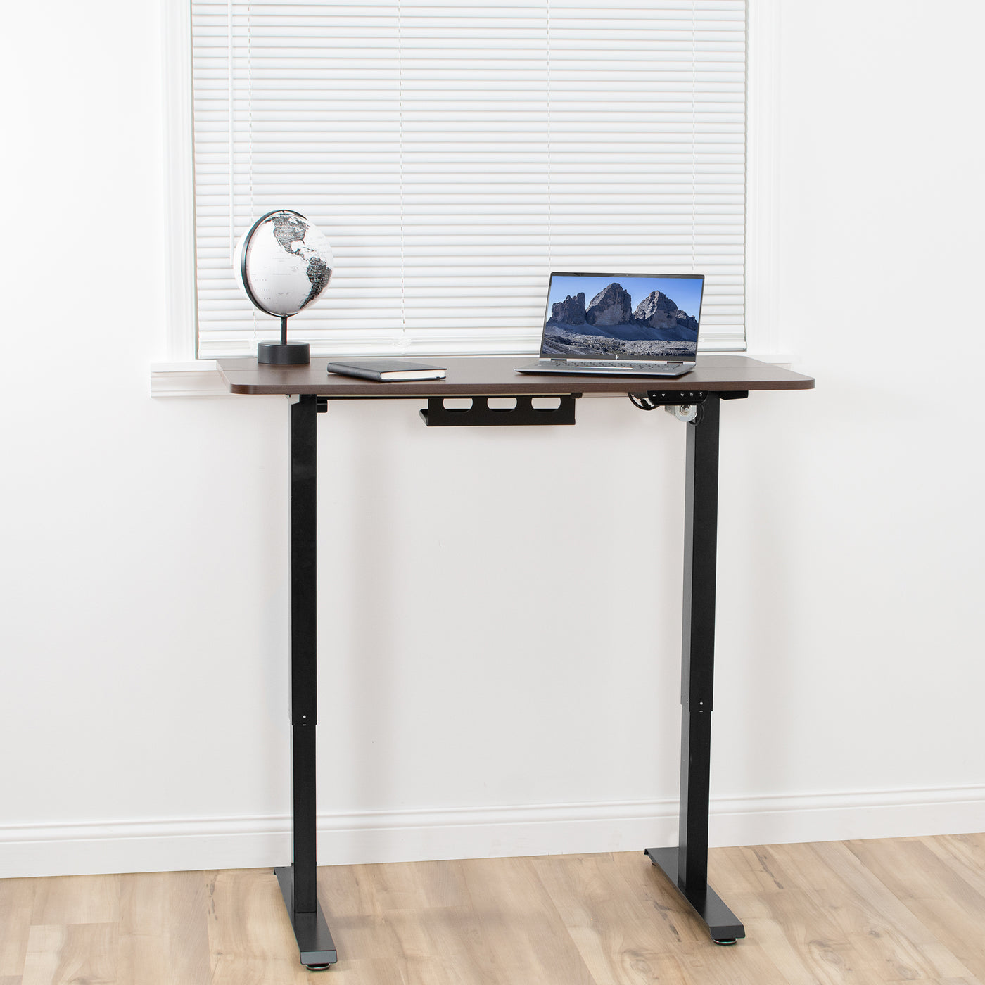 Dark Wood Electric Height Adjustable Desk