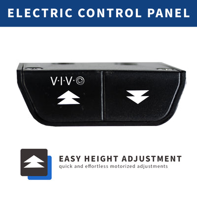 Smooth height adjustment provided by an electric control panel with two up and down arrows.