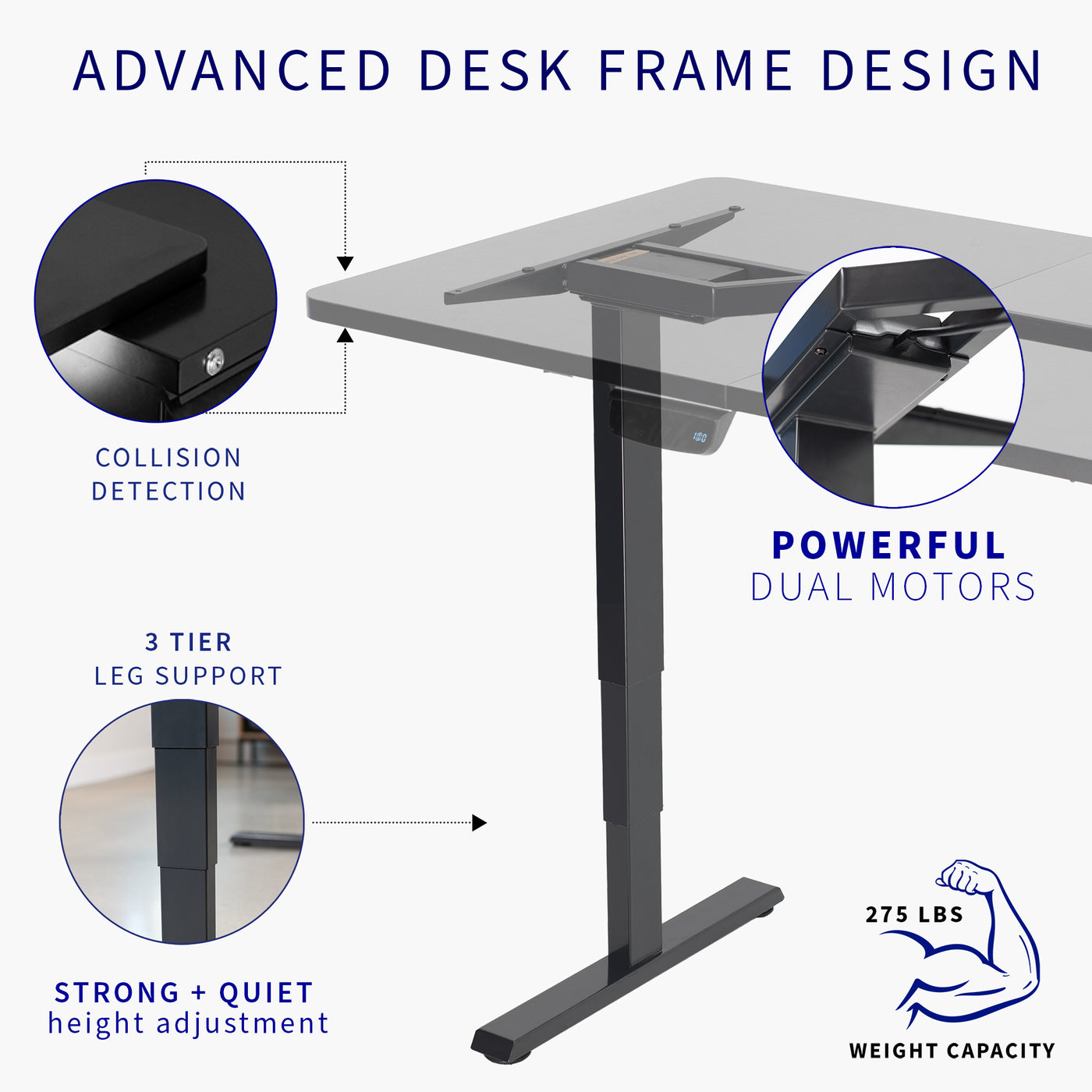 Large sturdy sit or stand active workstation with adjustable height using touch screen control panel.