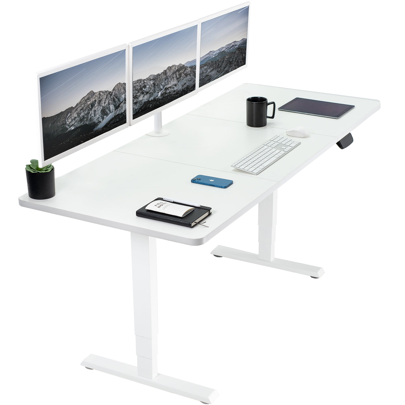 Large sturdy sit or stand active workstation with adjustable height using touch screen control panel.